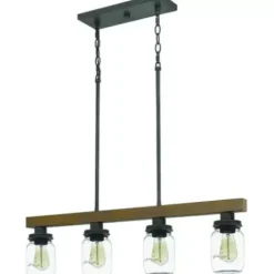 * Indoor Lighting|New Patriot Lighting® Wheland Matte Black 4-Light Island Light