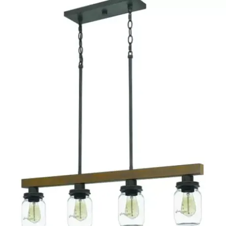 * Indoor Lighting|New Patriot Lighting® Wheland Matte Black 4-Light Island Light