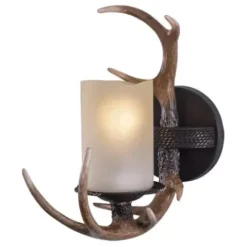 * Indoor Lighting|New Patriot Lighting® Yoho Black Walnut 1 Light Antler Vanity Light