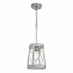 * Indoor Lighting|Outlet Patriot Lighting® Bea White Wash Faux Wood And Galvanized 1-Light Mini Pendant