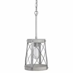 * Indoor Lighting|Outlet Patriot Lighting® Bea White Wash Faux Wood And Galvanized 1-Light Mini Pendant