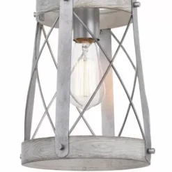 * Indoor Lighting|Outlet Patriot Lighting® Bea White Wash Faux Wood And Galvanized 1-Light Mini Pendant