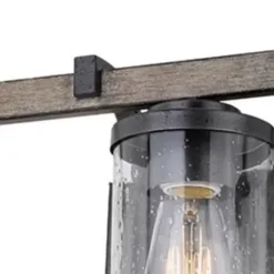 * Indoor Lighting|Outlet Patriot Lighting® Elegant Home Brooklyn Natural Iron & Distressed Faux Wood 3-Light Vanity Light