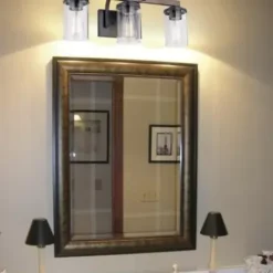 * Indoor Lighting|Outlet Patriot Lighting® Elegant Home Brooklyn Natural Iron & Distressed Faux Wood 3-Light Vanity Light
