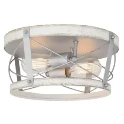 * Indoor Lighting|Promo Patriot Lighting® Bea White Wash Faux Wood & Galvanized 2-Light Flush Mount Ceiling Light