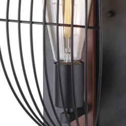 * Indoor Lighting|Top 10 Patriot Lighting® Gage Black With Wood Accents 1-Light Indoor Wall Light