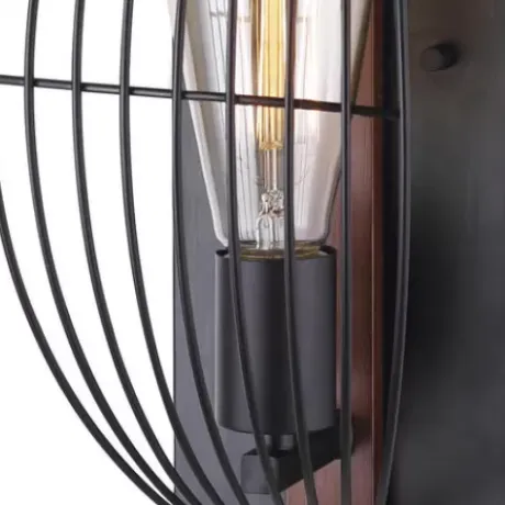 * Indoor Lighting|Top 10 Patriot Lighting® Gage Black With Wood Accents 1-Light Indoor Wall Light