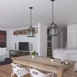 * Indoor Lighting|Top 10 Patriot Lighting® Jazel Matte Black & Brushed Nickel 4-Light Pendant