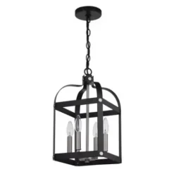 * Indoor Lighting|Top 10 Patriot Lighting® Jazel Matte Black & Brushed Nickel 4-Light Pendant
