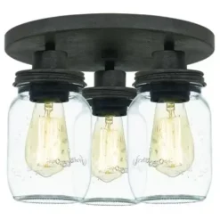 * Indoor Lighting|Top 10 Patriot Lighting® Wheland Matte Black 3-Light Semi-Flush Mount Ceiling Light