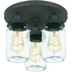 * Indoor Lighting|Top 10 Patriot Lighting® Wheland Matte Black 3-Light Semi-Flush Mount Ceiling Light