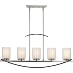 * Indoor Lighting|Wholesale Patriot Lighting® Lief Satin Nickel And Graphite 5 Light Island Light